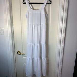 Black Bow White Tiered Maxi Dress‎ – Adjustable Straps M Engagement Bride-to-be